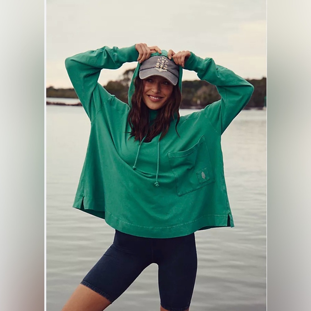 Free People Movement Hot Shot Hooded Layer. Green Woman’s Sz M Active Beach